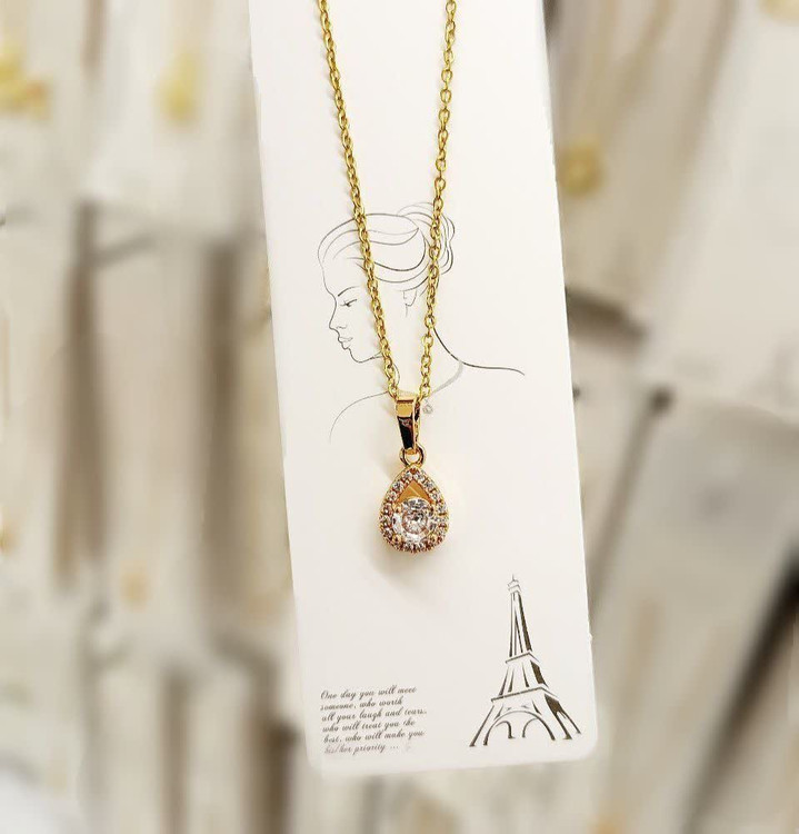 گردنبند جواهری استیل طرح اشک