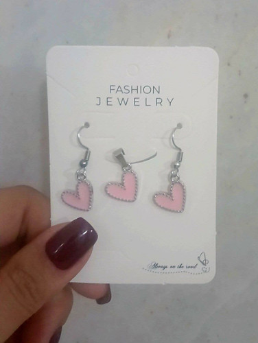 نیم ست قلب صورتی